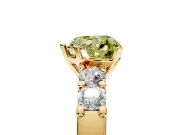 5 Stone Engagement Ring Setting for Fancy Yellow Heart-Shaped Center with Plain Band and Prong Head in Yellow Gold