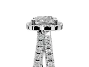 Halo Engagement Ring Setting for Cushion Cut Center with Double Pave Split Shank and Prong Head in Sterling Silver