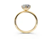 Hidden Halo Engagement Ring Setting for Heart-Shaped Center with Thin Round-Wire Band and Prong Head in Yellow Gold