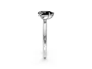 Hidden Halo Engagement Ring Setting for Fancy Black Pear-Shaped Center with Thin Rounded Band and Prong Head in Platinum