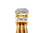 Solitaire Engagement Ring Setting for Cushion Cut Center with Grooved Bar Accent Band and Prong Head in Yellow Gold