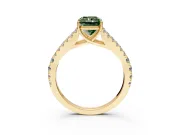 Solitaire Engagement Ring Setting for Fancy Green Radiant Cut Center with Pave Split Shank and Prong Head in Yellow Gold