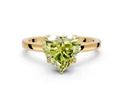 Solitaire Engagement Ring Setting for Fancy Yellow Heart-Shaped Center with Thin Rounded Plain Band and Prong Head in Yellow Gold