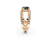 Solitaire Engagement Ring Setting for Fancy Green Round Cut Center with Wide-Open Split Shank and Prong Head in Rose Gold