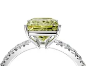 Solitaire Engagement Ring Setting for Fancy Yellow Princess Cut Center with Large Accent Band and Prong Head in Platinum