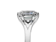 Solitaire Engagement Ring Setting for Emerald Cut Center with Plain Split Shank and Prong Head in Platinum
