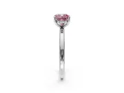 Hidden Halo Engagement Ring Setting for Fancy Pink Cushion Cut Center with Thin Round-Wire Band and Prong Head in Platinum