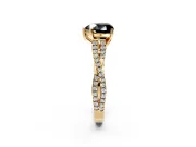 Solitaire Engagement Ring Setting for Fancy Black Heart-Shaped Center with Twisted Pave Split Shank and Prong Head in Yellow Gold
