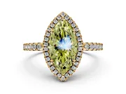 Accent Halo Engagement Ring Setting for Fancy Yellow Marquise Center with Full-Length Pave Band and Prong Head in Yellow Gold