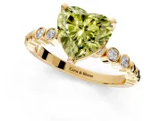 Solitaire Engagement Ring Setting for Fancy Yellow Heart-Shaped Center with Bezel-Dot Beaded Band and Prong Head in Yellow Gold