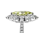 Floral Halo Engagement Ring Setting for Fancy Yellow Marquise Center with Pave Accents and Prong Head in Sterling Silver