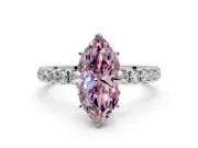 Open Basket Engagement Ring Setting for Fancy Pink Marquise Center with Pave Band and Prong Head in Sterling Silver