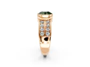 Bezel Engagement Ring Setting for Fancy Green Round Cut Center with Wide Channel-Set Band and Bezel Head in Rose Gold