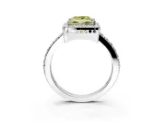 Halo Engagement Ring Setting for Fancy Yellow Princess Cut Center with Inner Milgrain Border and Prong Head in White Gold