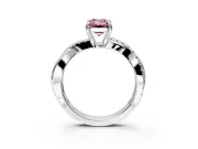 Crossover Engagement Ring Setting for Fancy Pink Emerald Cut Center with Pave and Plain Strands and Prong Head in Platinum