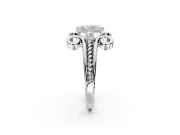 Solitaire Engagement Ring Setting for Radiant Cut Center with Twisted Band and Scroll Prong Head in Platinum