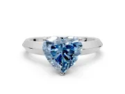 Solitaire Engagement Ring Setting for Fancy Blue Heart-Shaped Center with Wide Knife Ridge Band and Prong Head in Platinum