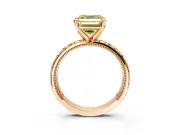 Solitaire Engagement Ring Setting for Fancy Yellow Asscher Cut Center with XO Engraved Band and Prong Head in Rose Gold