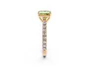 Solitaire Engagement Ring Setting for Fancy Yellow Princess Cut Center with Large Accent Band and Prong Head in Rose Gold