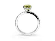 Solitaire Engagement Ring Setting for Fancy Yellow Radiant Cut Center with Band of Accents and Prong Head in Sterling Silver