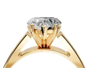 Solitaire Engagement Ring Setting for Heart-Shaped Center with Tapered Split Shoulders and Prong Head in Yellow Gold