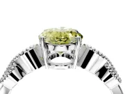 Leaf Engagement Ring Setting for Fancy Yellow Oval Center with Milgrain Accent Band and Prong Head in Platinum