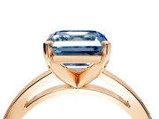 Solitaire Engagement Ring Setting for Fancy Blue Asscher Cut Center with Basket Rail and Prong Head in Rose Gold