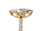 Solitaire Engagement Ring Setting for Marquise Center with Fine Pave Accents and Prong Head in Yellow Gold
