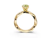 Solitaire Engagement Ring Setting for Fancy Yellow Oval Center with Pave and Plain Crossover and Basket Head in Yellow Gold