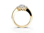 Halo Engagement Ring Setting for Cushion Cut Center with Milgrain Channel Band and Prong Head in Yellow Gold