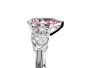 3 Stone Engagement Ring Setting for Fancy Pink Pear-Shaped Center with Large Pear-Shaped Accents and Prong Head in Sterling Silver