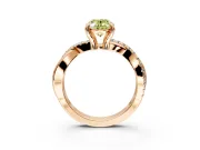 Solitaire Engagement Ring Setting for Fancy Yellow Oval Center with Half-Pave Crossover Band and Prong Head in Rose Gold
