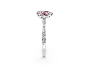 Solitaire Engagement Ring Setting for Fancy Pink Pear-Shaped Center with Pave Accents and Prong Head in Platinum