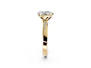 Side Accent Engagement Ring Setting for Pear-Shaped Center with Accent Shoulders and Prong Head in Yellow Gold