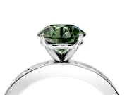 Solitaire Engagement Ring Setting for Fancy Green Round Cut Center with Channel Baguette Band and Prong Head in White Gold