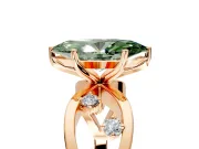 Solitaire Engagement Ring Setting for Fancy Green Marquise Center with Criss-Cross Accent Band and Prong Head in Rose Gold