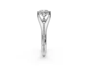 Solitaire Engagement Ring Setting for Cushion Cut Center with Milgrain Cathedral Band and Prong Head in Platinum