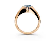 Tension Engagement Ring Setting for Fancy Blue Heart-Shaped Center with Wide Tapered Band and Tension Head in Rose Gold