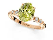 Solitaire Engagement Ring Setting for Fancy Yellow Oval Center with Bezel-Dot Beaded Band and Prong Head in Rose Gold