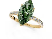 Solitaire Engagement Ring Setting for Fancy Green Marquise Center with Fine Pave Accents and Prong Head in Yellow Gold