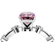 Solitaire Engagement Ring Setting for Fancy Pink Emerald Cut Center with Bezel Station Band and Prong Head in Platinum