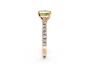 Solitaire Engagement Ring Setting for Fancy Yellow Princess Cut Center with Single Row Accent Band and Prong Head in Rose Gold