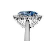 Starburst Halo Engagement Ring Setting for Fancy Blue Oval Center with Thin Round-Wire Band and Prong Head in Sterling Silver