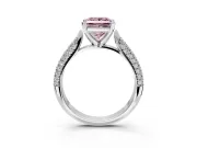 Solitaire Engagement Ring Setting for Fancy Pink Princess Cut Center with Multi-Row Accents and Prong Head in Sterling Silver