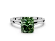 Solitaire Engagement Ring Setting for Fancy Green Radiant Cut Center with Plain Band and Tulip Prong Head in Sterling Silver