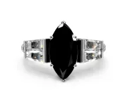 Channel-Set Engagement Ring Setting for Fancy Black Marquise Center with Baguette Band and Prong Head in Platinum