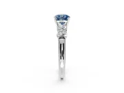 5 Stone Engagement Ring Setting for Fancy Blue Cushion Cut Center with Graduated Accents and Prong Head in Sterling Silver
