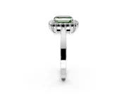 Starburst Halo Engagement Ring Setting for Fancy Green Asscher Cut Center with Flat Cathedral Band and Prong Head in Sterling Silver