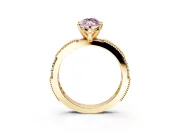Solitaire Engagement Ring Setting for Fancy Pink Marquise Center with Milgrain-Edged Pave Band and Prong Head in Yellow Gold