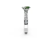 Solitaire Engagement Ring Setting for Fancy Green Oval Center with Channel-Set Accents and Prong Head in Platinum